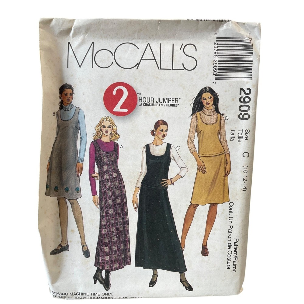 McCalls Sewing Pattern 2909 Jumper Dress Misses Size 10-14